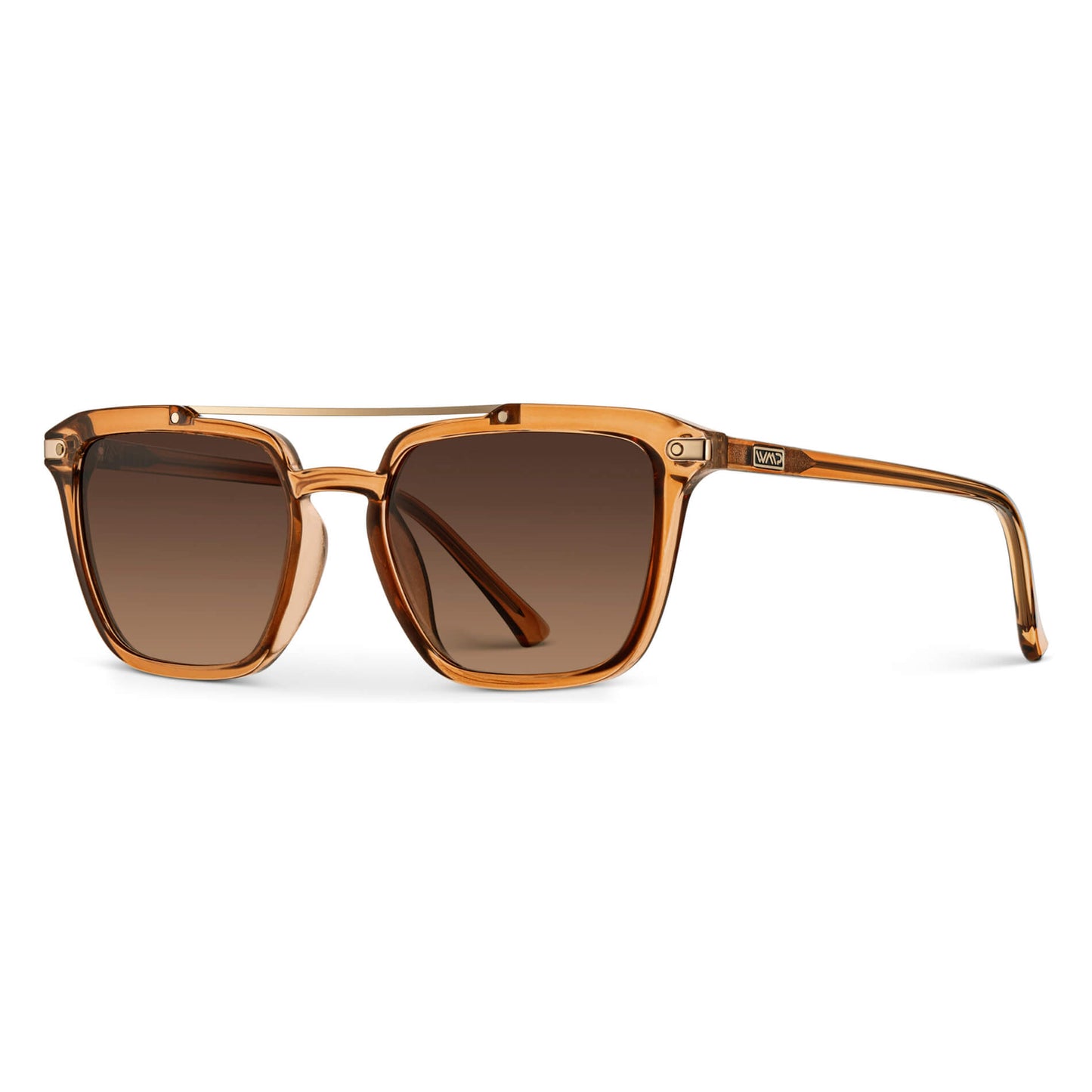 Crystal Brown / Brown Gradient Lens || Brown Square Sunglasses with Brown Lenses