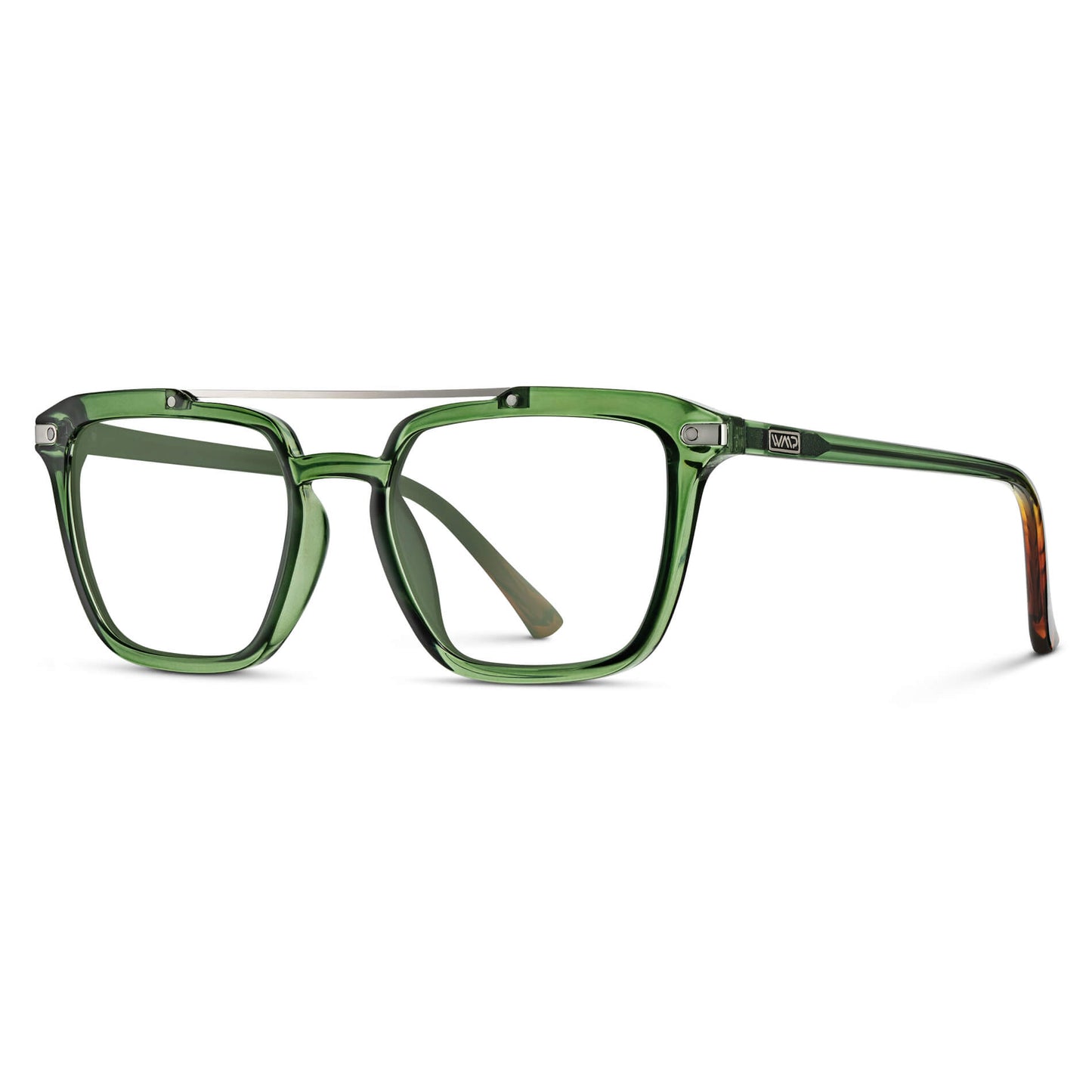 Emerald Green || Green Square Eyeglasses with Clear Lenses