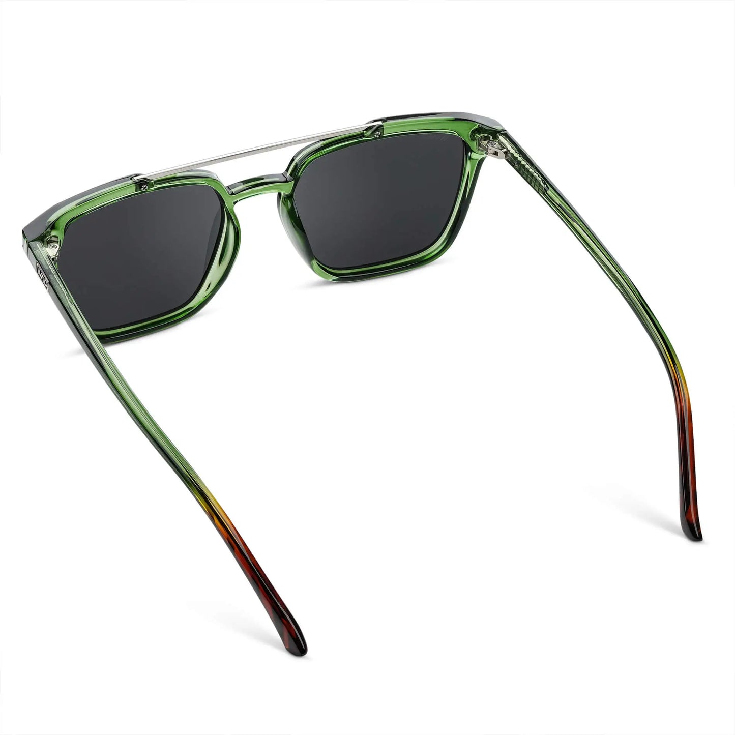 Emerald Green / Black Lens || Men's Green Square Sunglasses with Black Polarized Lenses