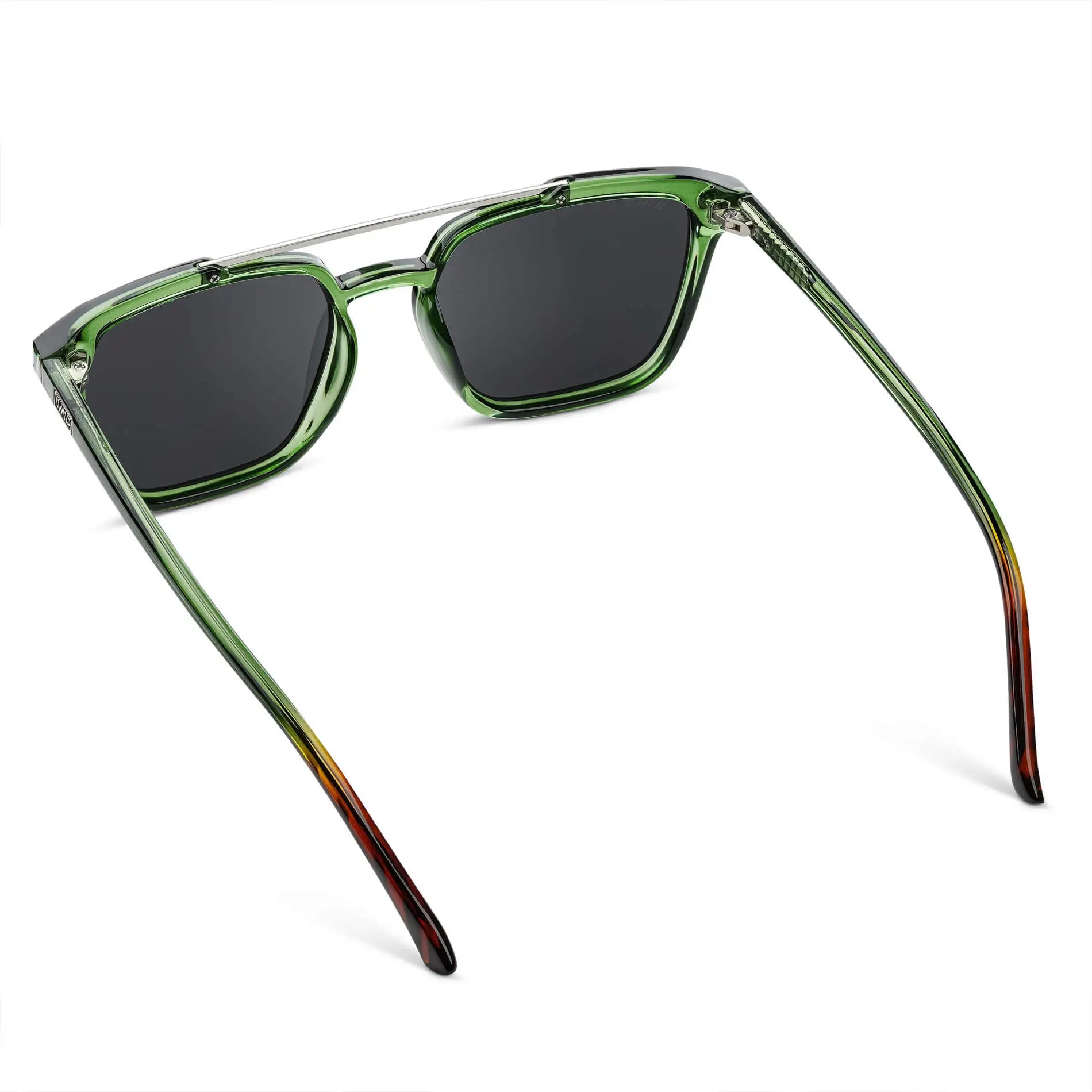 Emerald Green / Black Lens || Men's Green Square Sunglasses with Black Polarized Lenses