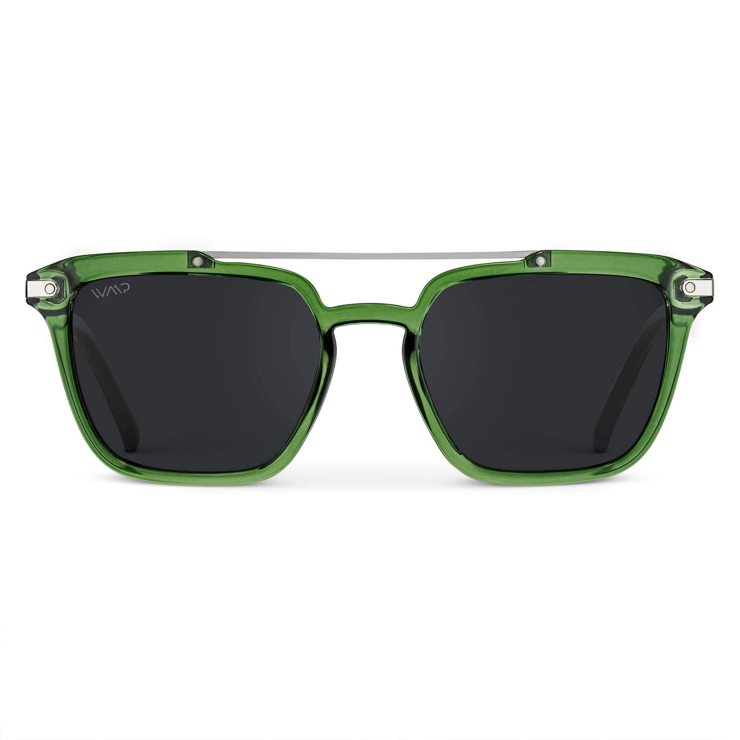 Emerald Green / Black Lens || Green Square Sunglasses with Grey Lenses