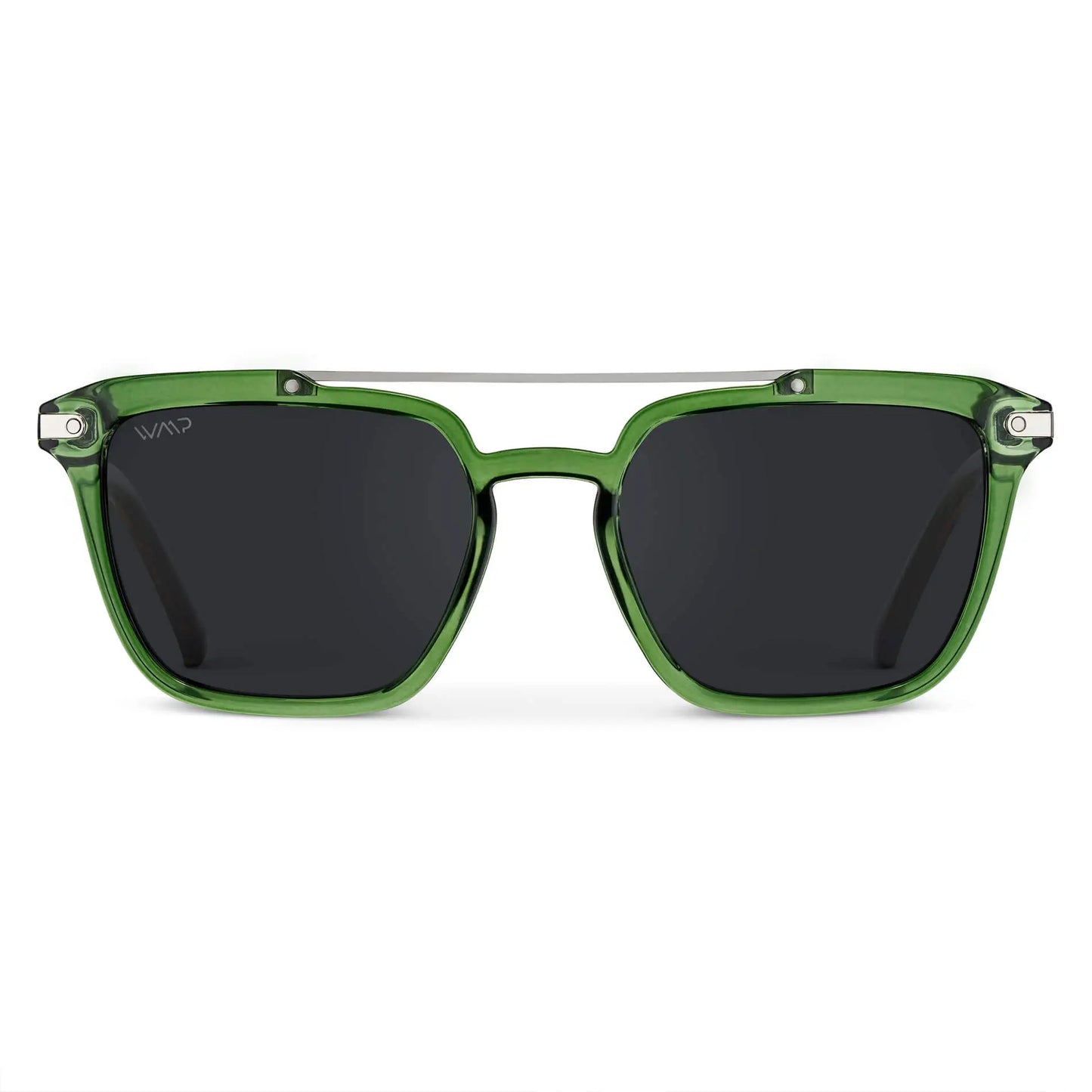 Emerald Green / Black Lens || Men's Green Square Sunglasses with Black Polarized Lenses