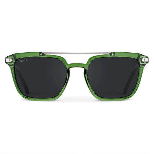 Emerald Green / Black Lens || Men's Green Square Sunglasses with Black Polarized Lenses