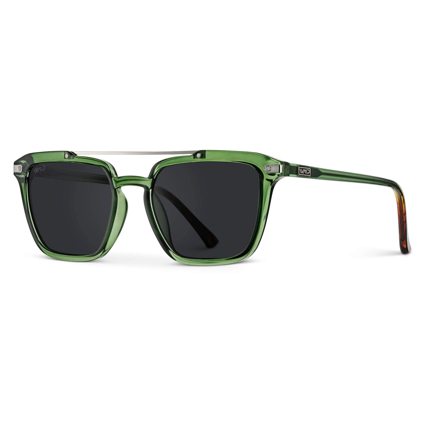 Emerald Green / Black Lens || Green Square Sunglasses with Grey Lenses
