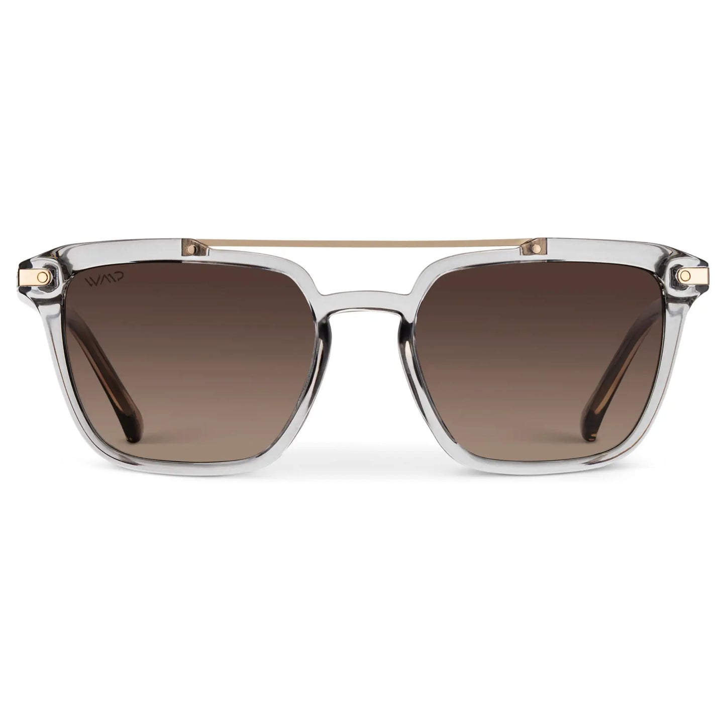 Crystal Ice Grey / Brown Gradient Lens || Men's Grey Square Sunglasses with Brown Polarized Lenses