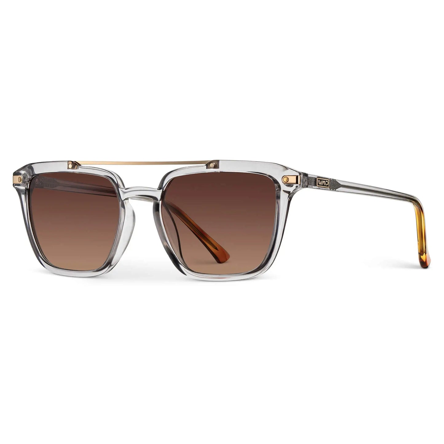 Crystal Ice Grey / Brown Gradient Lens || Men's Grey Square Sunglasses with Brown Polarized Lenses