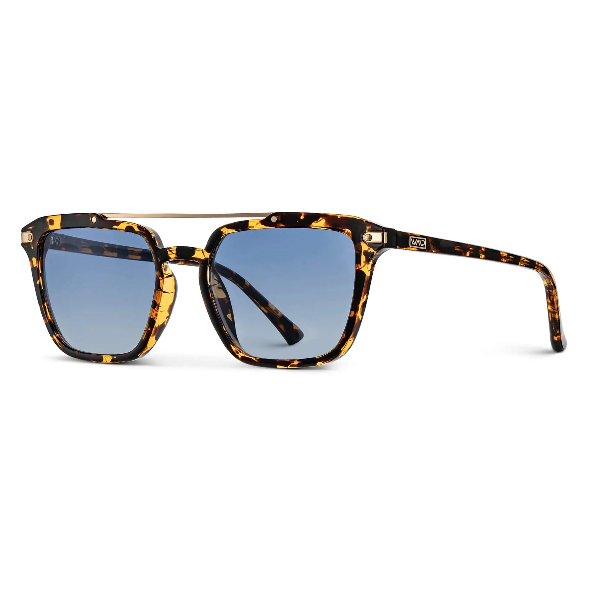 Amber Tortoise / Blue Gradient Lens || Men's Tortoise Brown Square Sunglasses with Blue Polarized Lenses