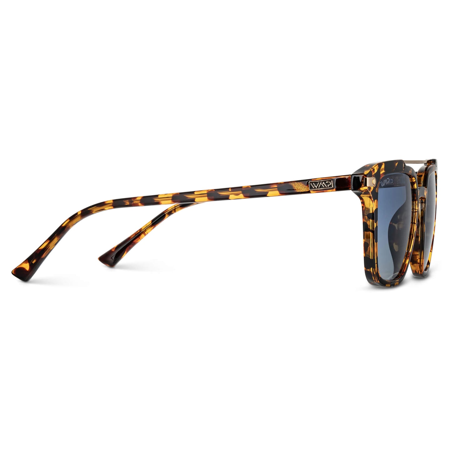 Amber Tortoise / Blue Gradient Lens || Tortoise Brown Square Sunglasses with Blue Lenses