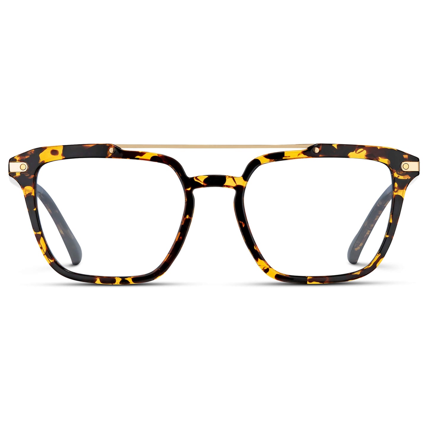 Amber Tortoise || Brown Tortoise Square Eyeglasses with Clear Lenses