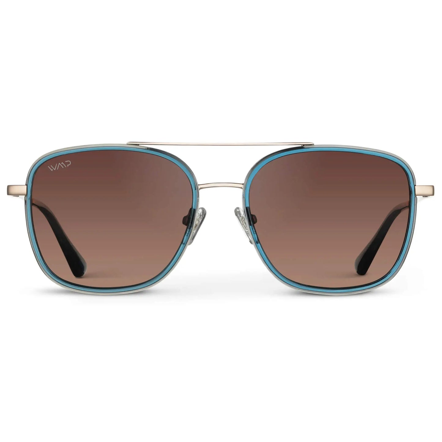Crystal Cobalt / Gradient Brown Lens || Blue Aviator Frame Sunglasses with Brown Polarized Lenses