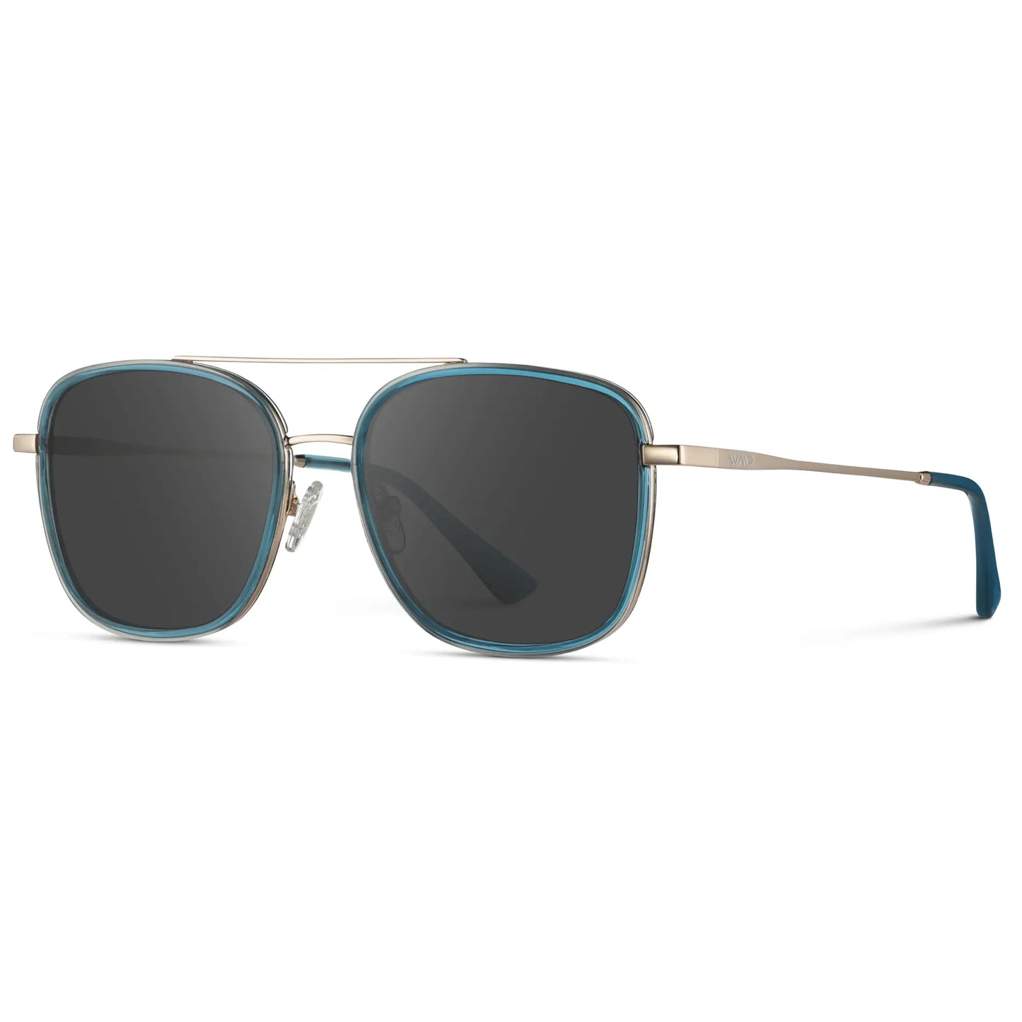 Crystal Cobalt / Grey || Women's Oversized Square Aviator Prescription Eyeglasses with Blue Acetate and Stainless Steel Frame and Grey Lenses