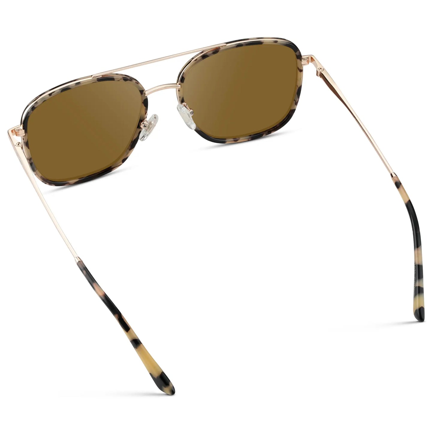 Beige Tortoise / Amber || Women's Oversized Square Aviator Prescription Eyeglasses with a Beige Tortoise Acetate and Stainless Steel Frame and Brown Lenses