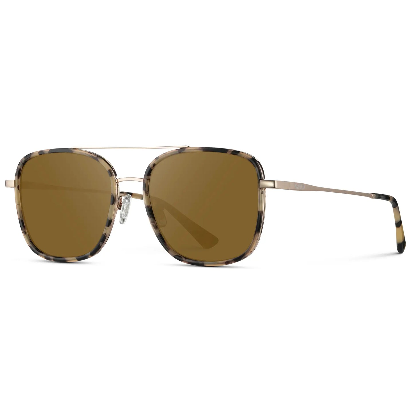 Beige Tortoise / Amber || Women's Oversized Square Aviator Prescription Eyeglasses with a Beige Tortoise Acetate and Stainless Steel Frame and Brown Lenses