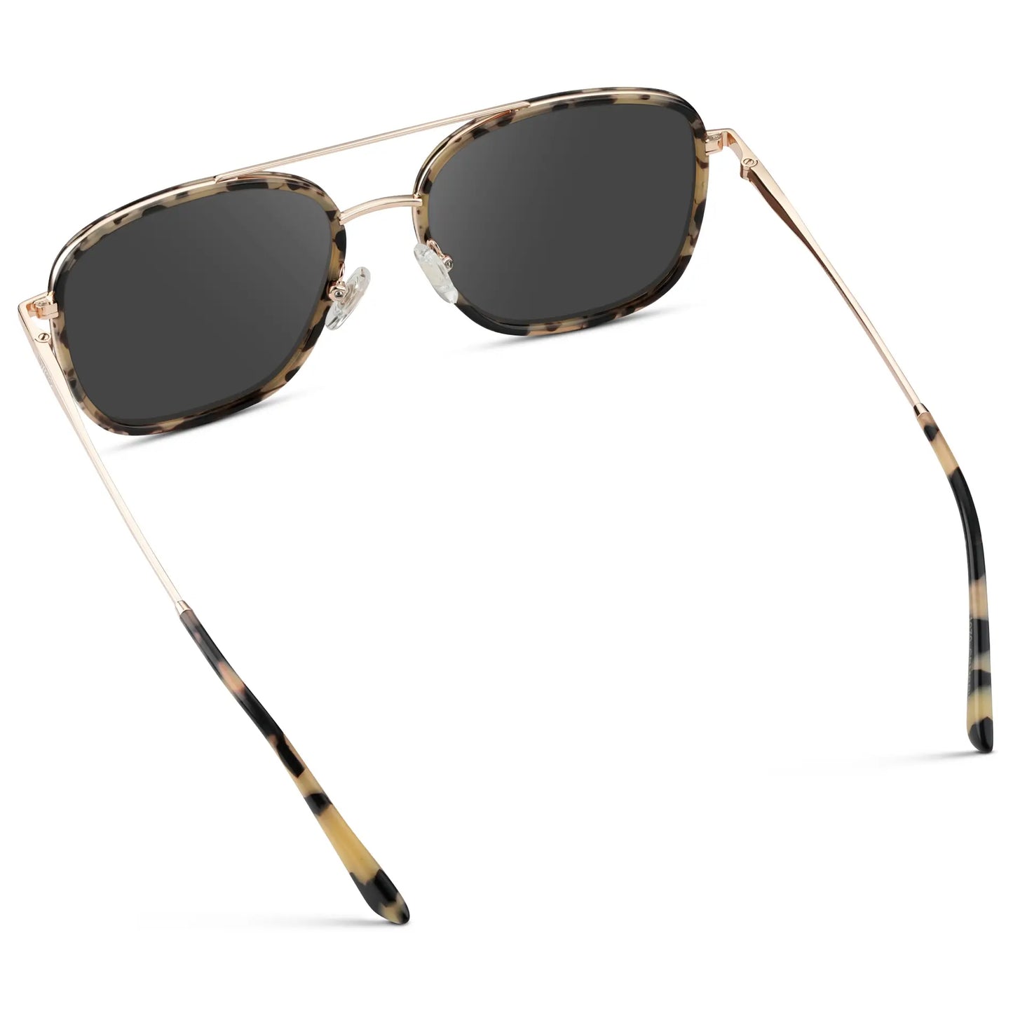 Beige Tortoise / Grey || Women's Oversized Square Aviator Prescription Eyeglasses with a Beige Tortoise Acetate and Stainless Steel Frame and Grey Lenses