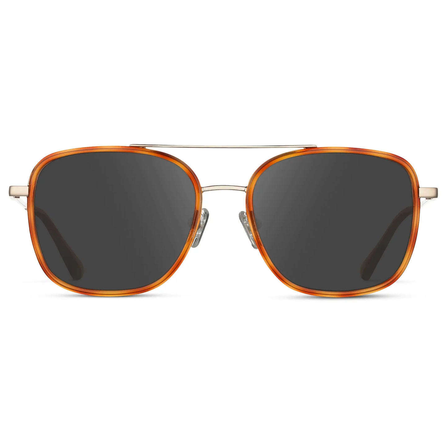 Sunset Tortoise / Grey || Women's Oversized Prescription Sunglasses with Sunset Tortoise Acetate Frame, Gold Stainless Steel Temples and Grey Prescription Lens