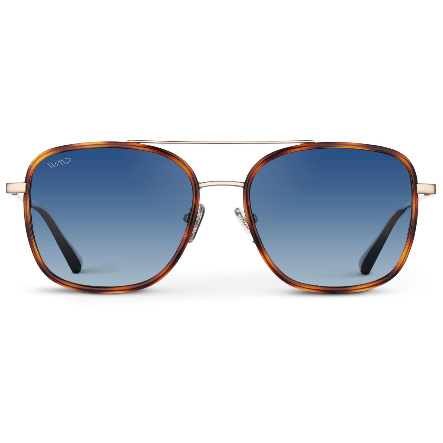 Brown Tortoise / Gradient Blue Lens || Brown Tortoise Aviator Frame Sunglasses with Blue Polarized Lenses