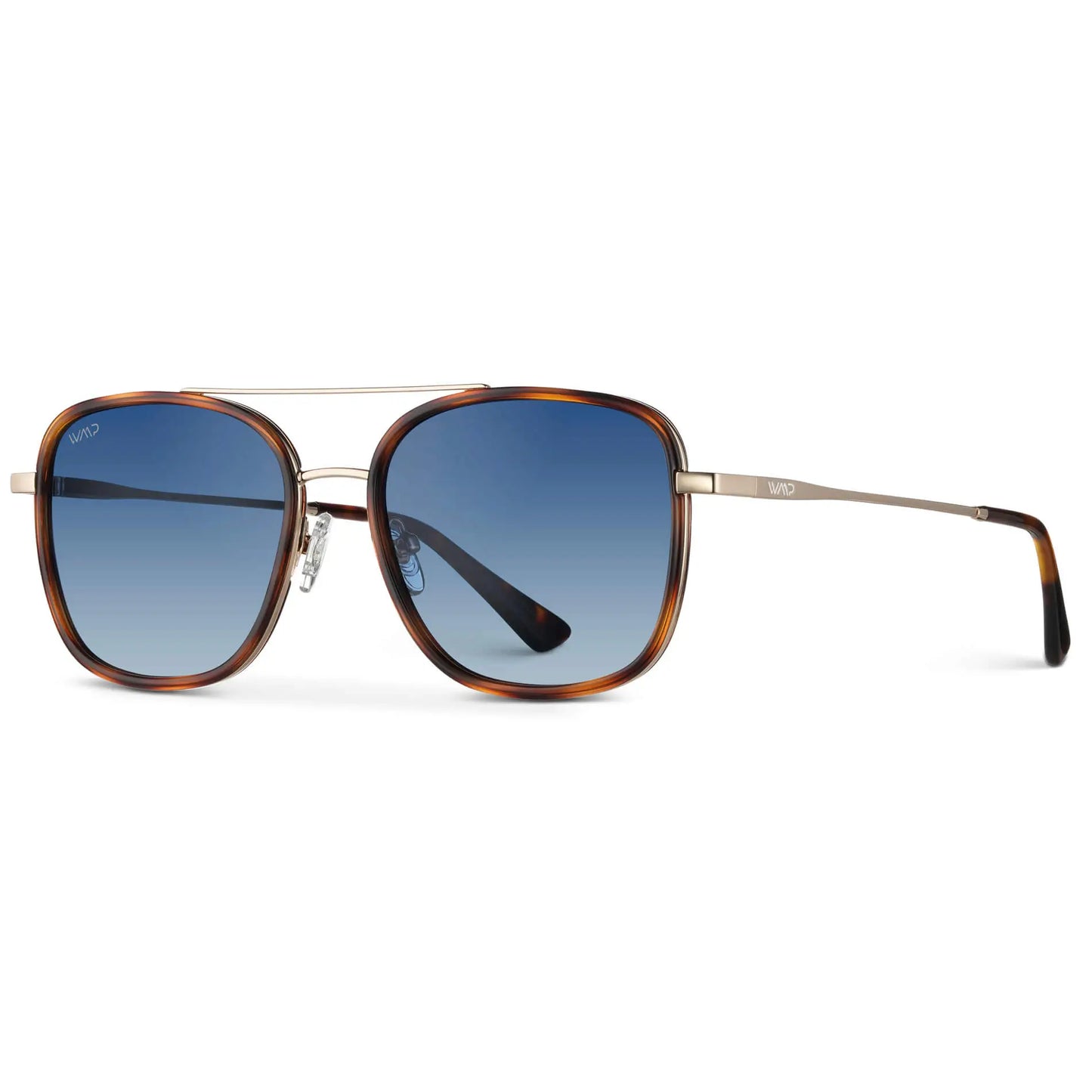 Brown Tortoise / Gradient Blue Lens || Brown Tortoise Aviator Frame Sunglasses with Blue Polarized Lenses