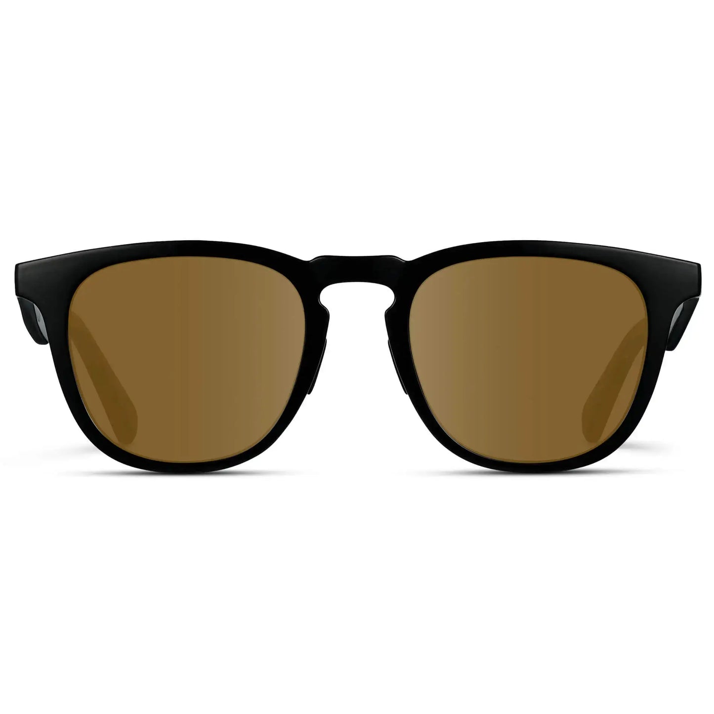 Black / Amber || Men's Round Prescription Sunglasses with Black Frame and Brown Lens