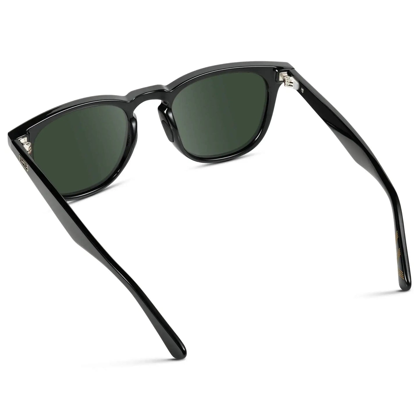 Black / G15 || Men's Round Prescription Sunglasses with Black Frame and Green Lens