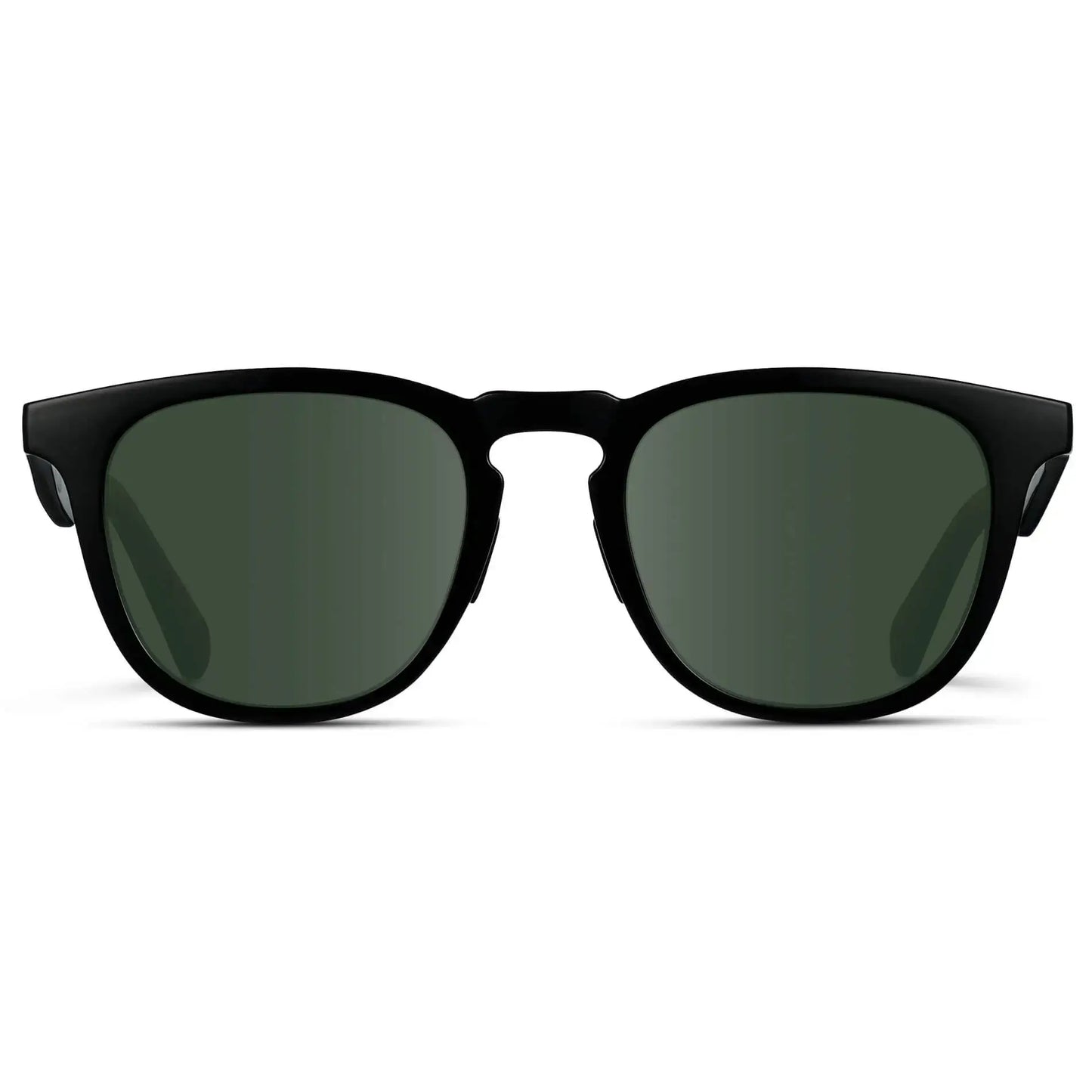 Black / G15 || Men's Round Prescription Sunglasses with Black Frame and Green Lens