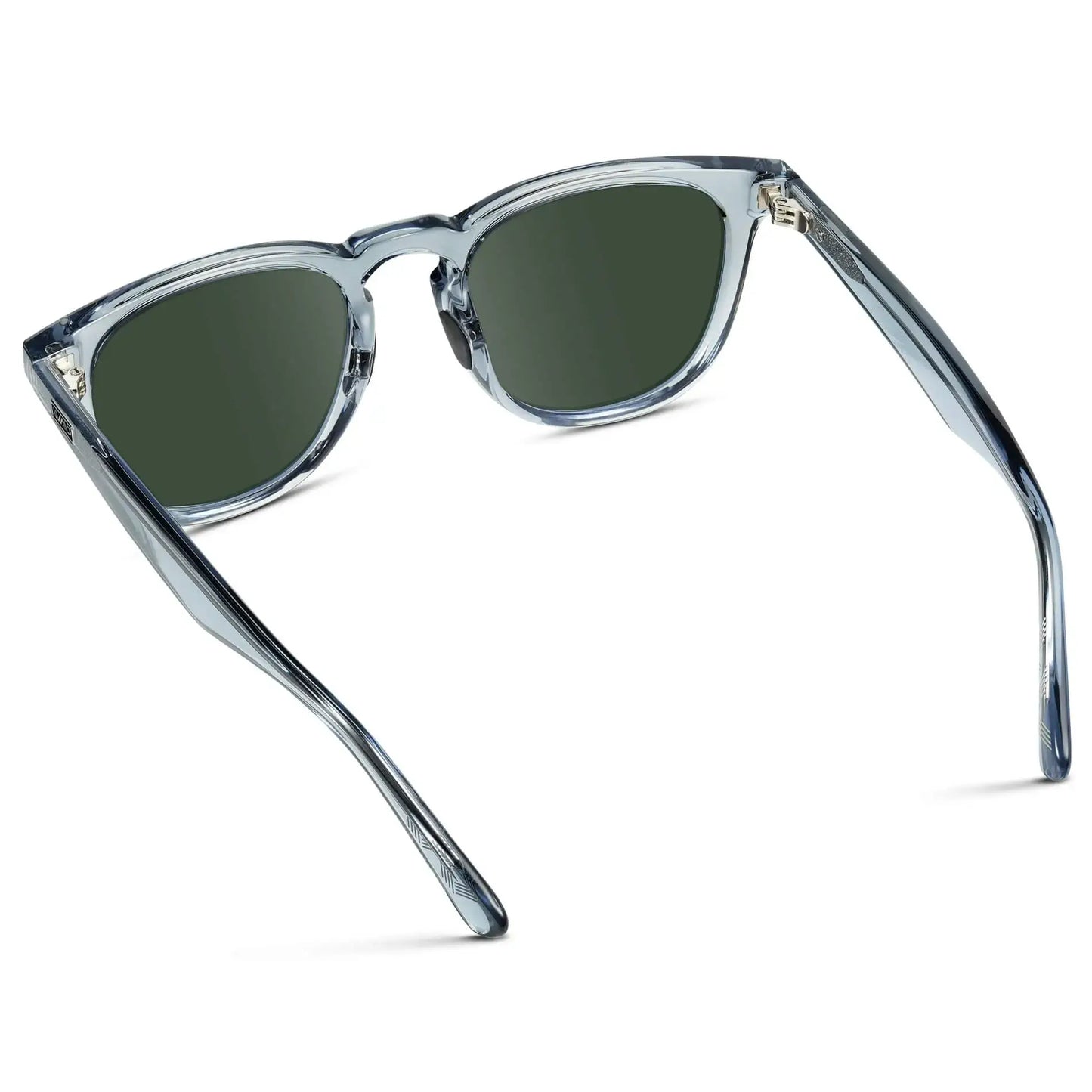 Denim Blue / G15 || Men's Round Prescription Sunglasses with Blue Frame and Green Lens