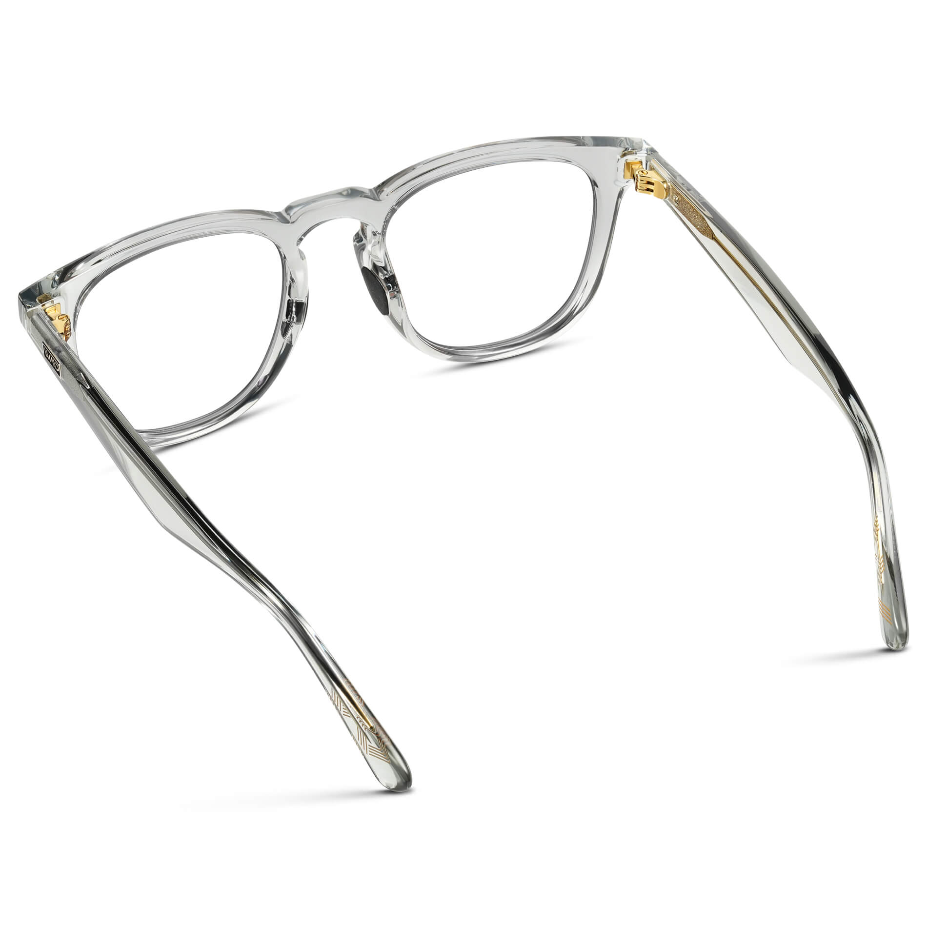 Crystal Ice Grey || Clear Round Frame Glasses with Clear Lenses