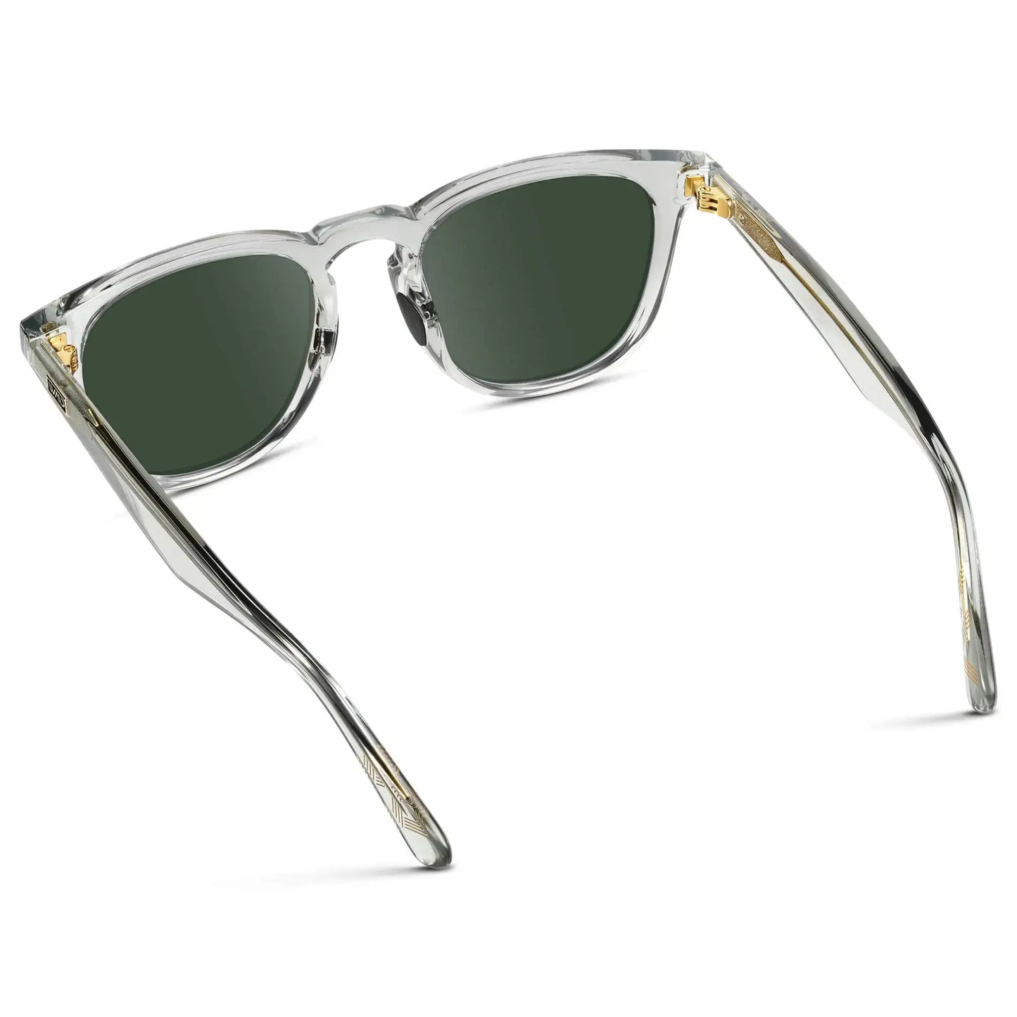 Crystal Ice Grey / G15 || Men's Round Prescription Sunglasses with Clear Frame and Green Lens