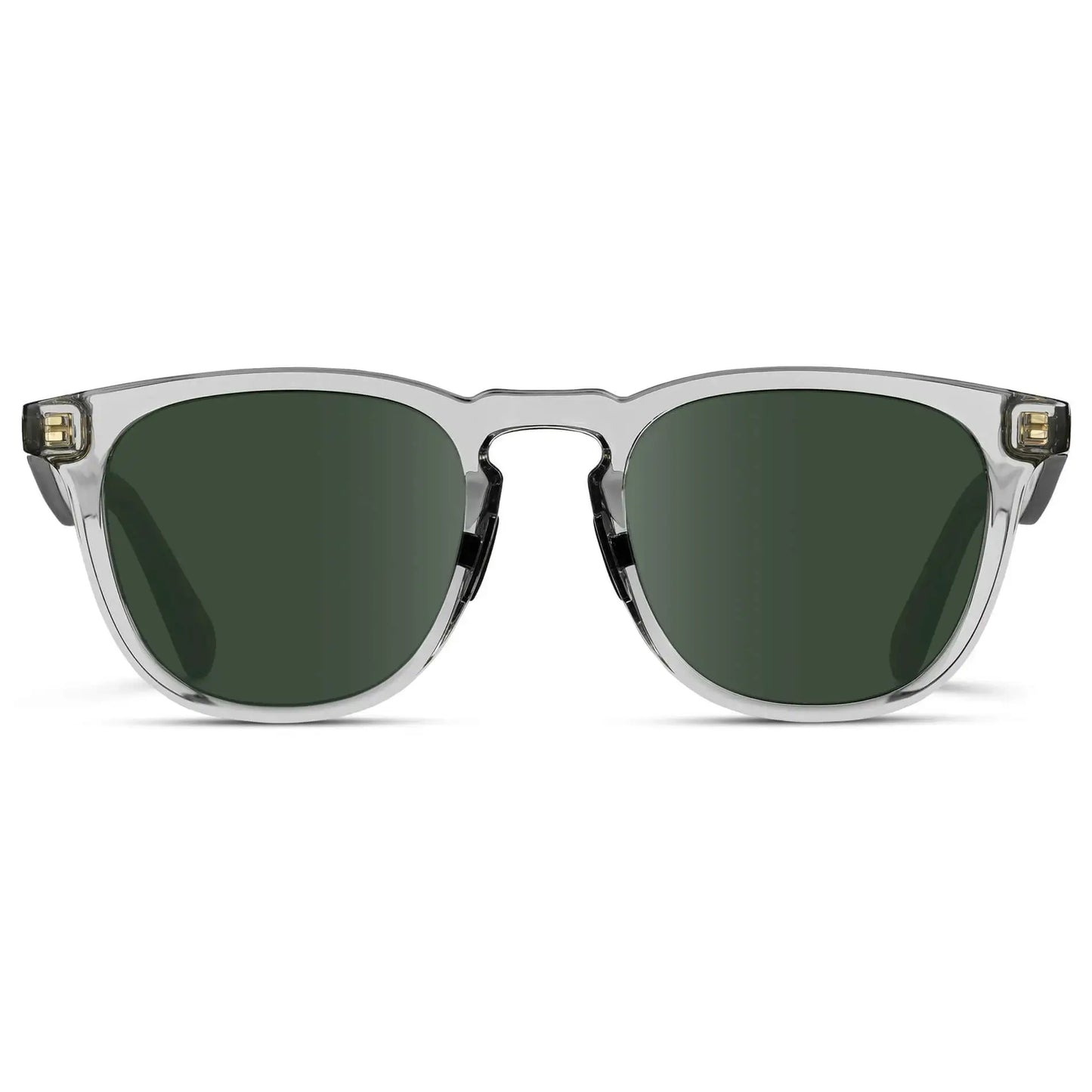 Crystal Ice Grey / G15 || Men's Round Prescription Sunglasses with Clear Frame and Green Lens