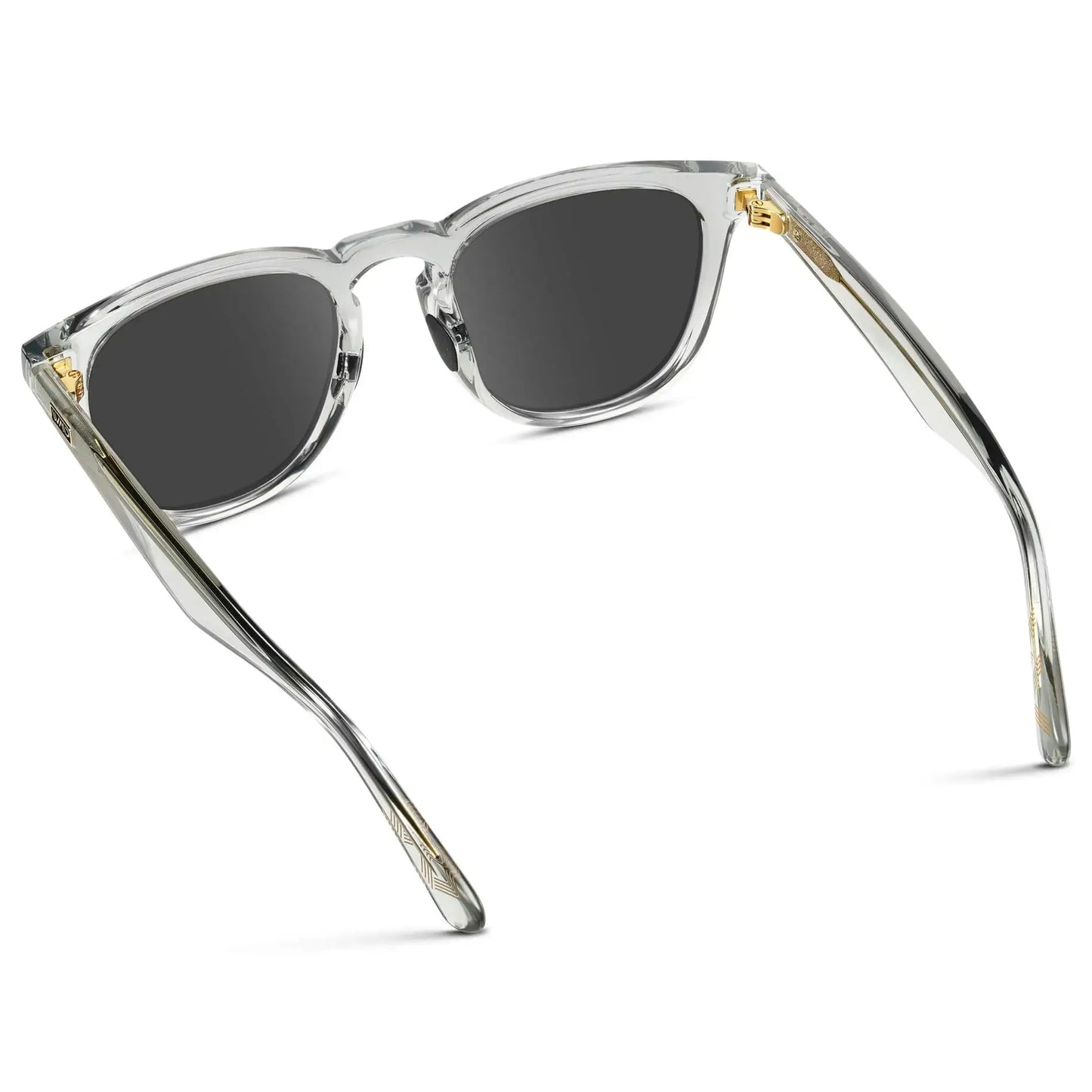 Crystal Ice Grey / Grey || Men's Round Prescription Sunglasses with Clear Frame and Grey Lens