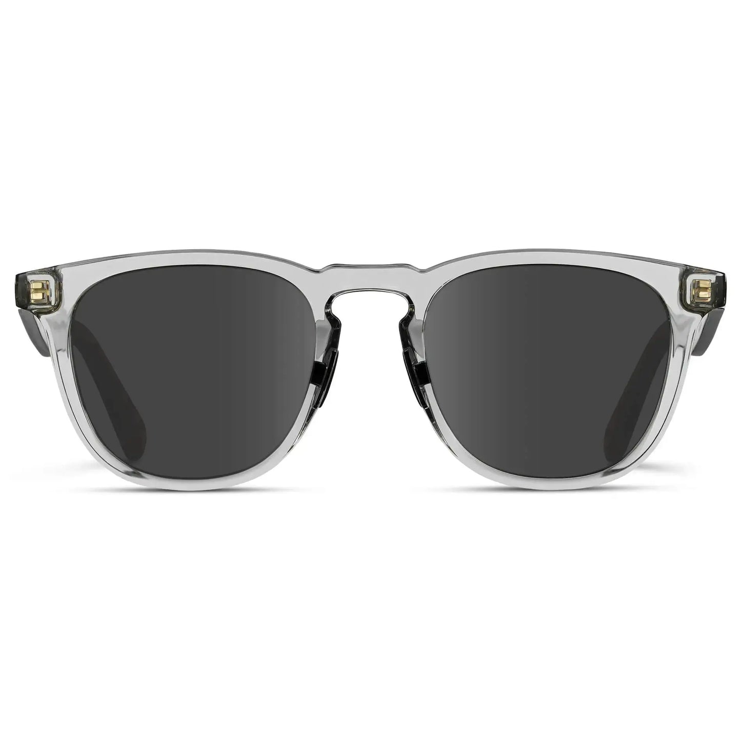 Crystal Ice Grey / Grey || Men's Round Prescription Sunglasses with Clear Frame and Grey Lens