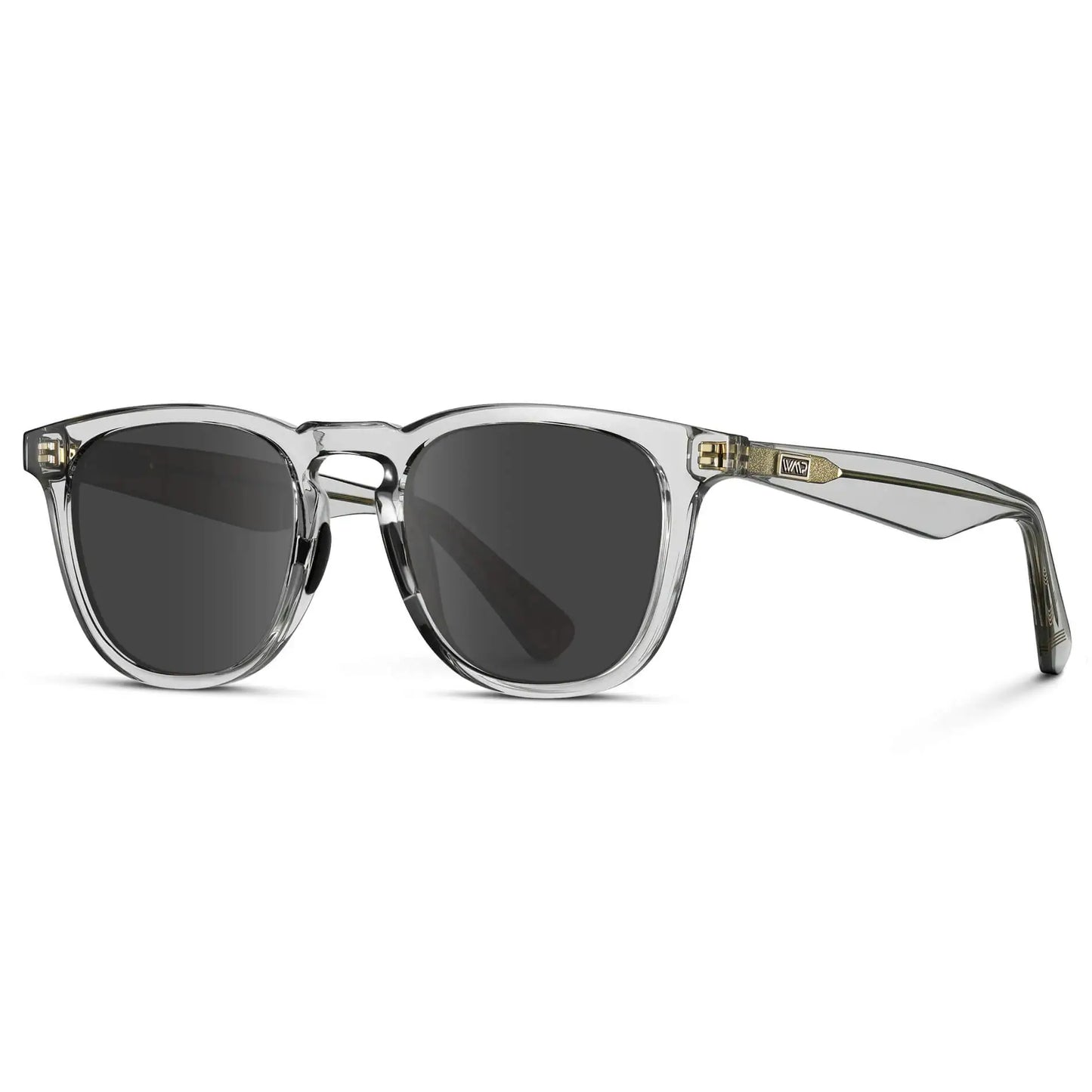 Crystal Ice Grey / Grey || Men's Round Prescription Sunglasses with Clear Frame and Grey Lens