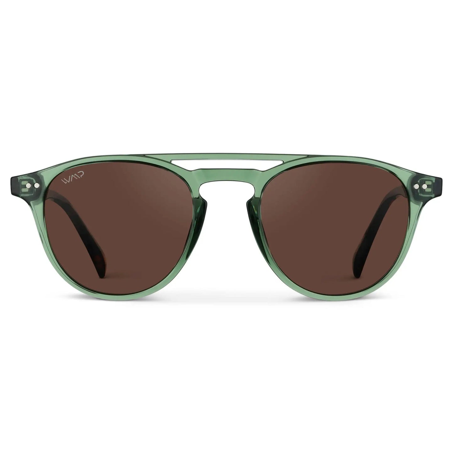 Emerald Green / Brown Lens || Green Round Frame Sunglasses with Brown Polarized Lenses