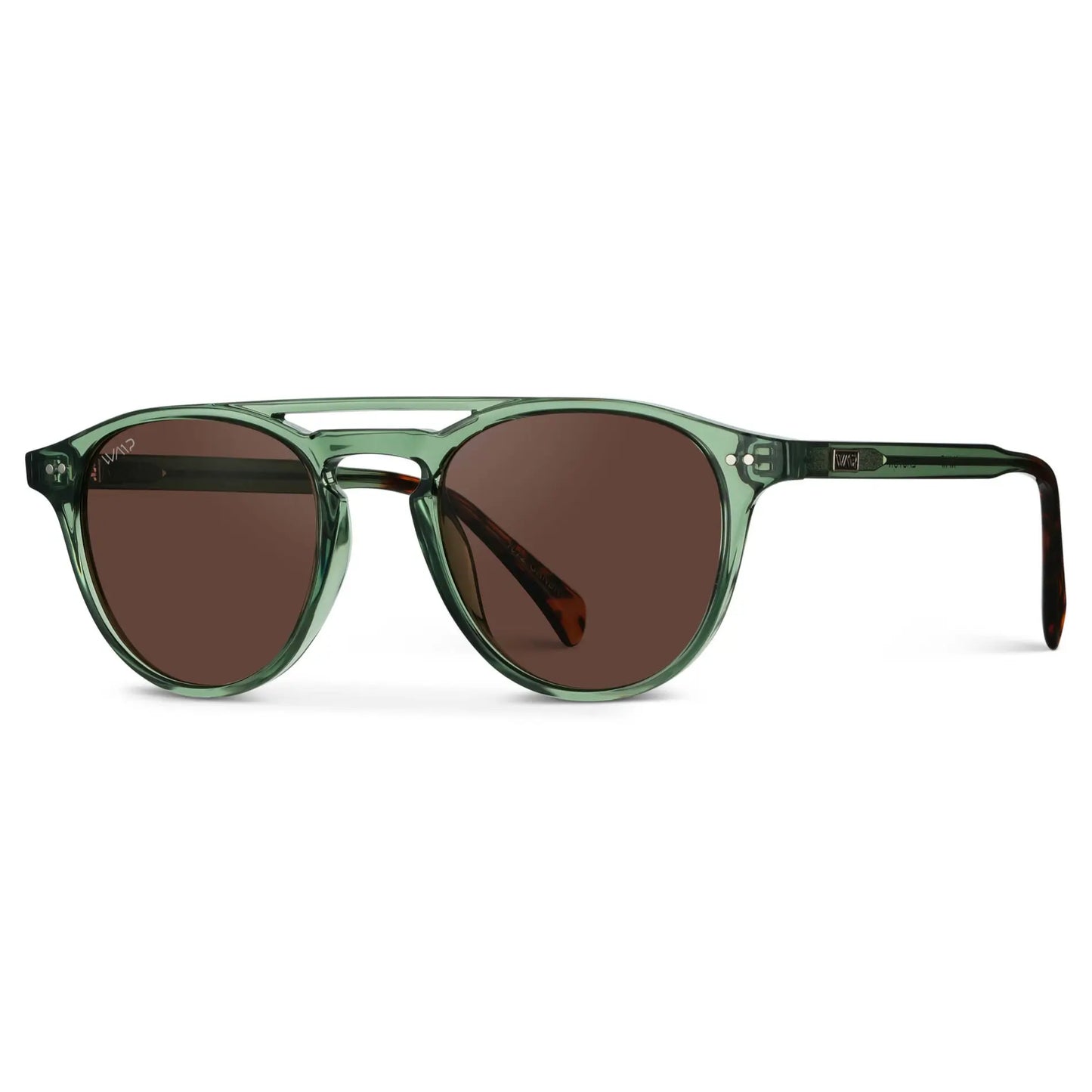 Emerald Green / Brown Lens || Green Round Frame Sunglasses with Brown Polarized Lenses