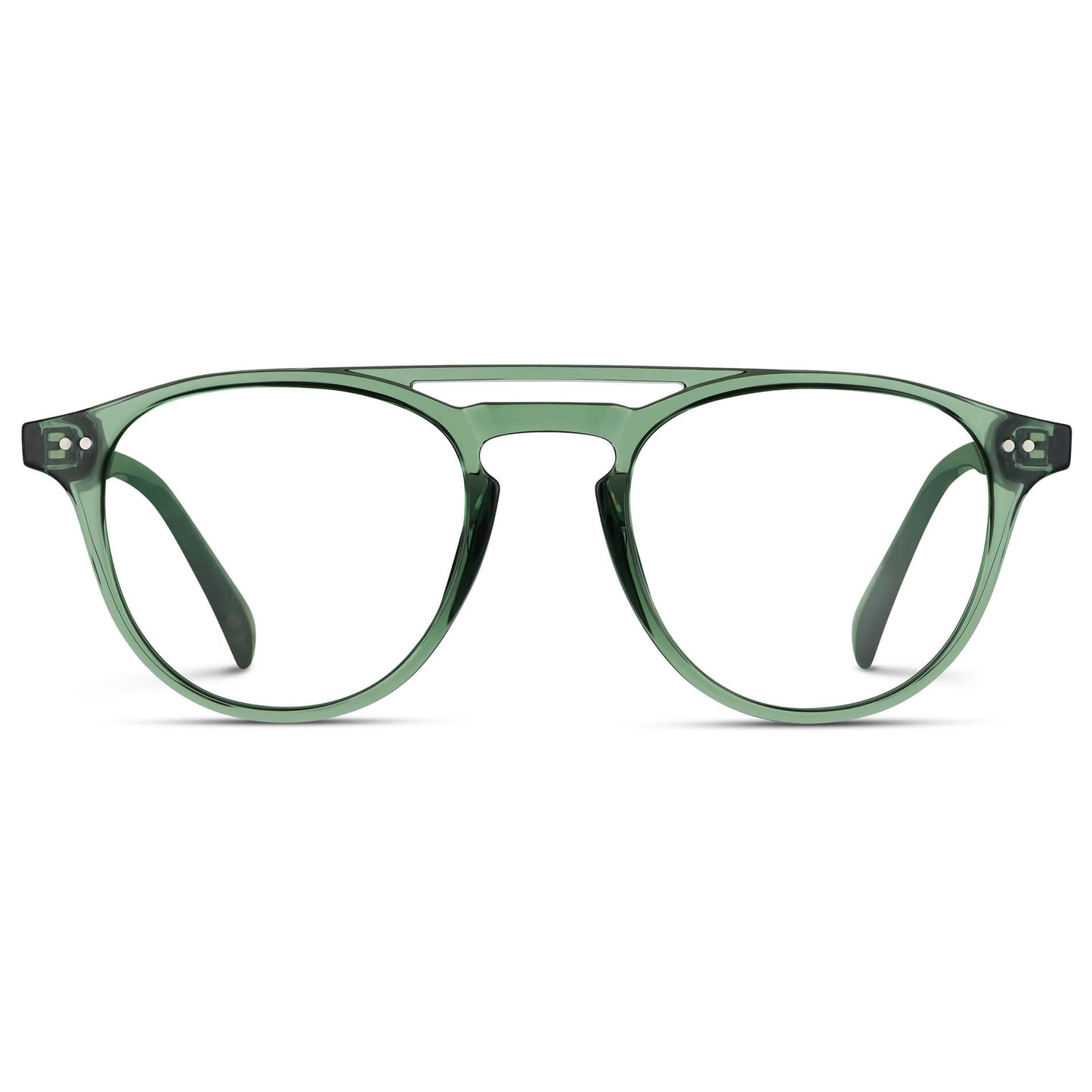 Emerald Green || Green Round Frame with clear prescription lenses