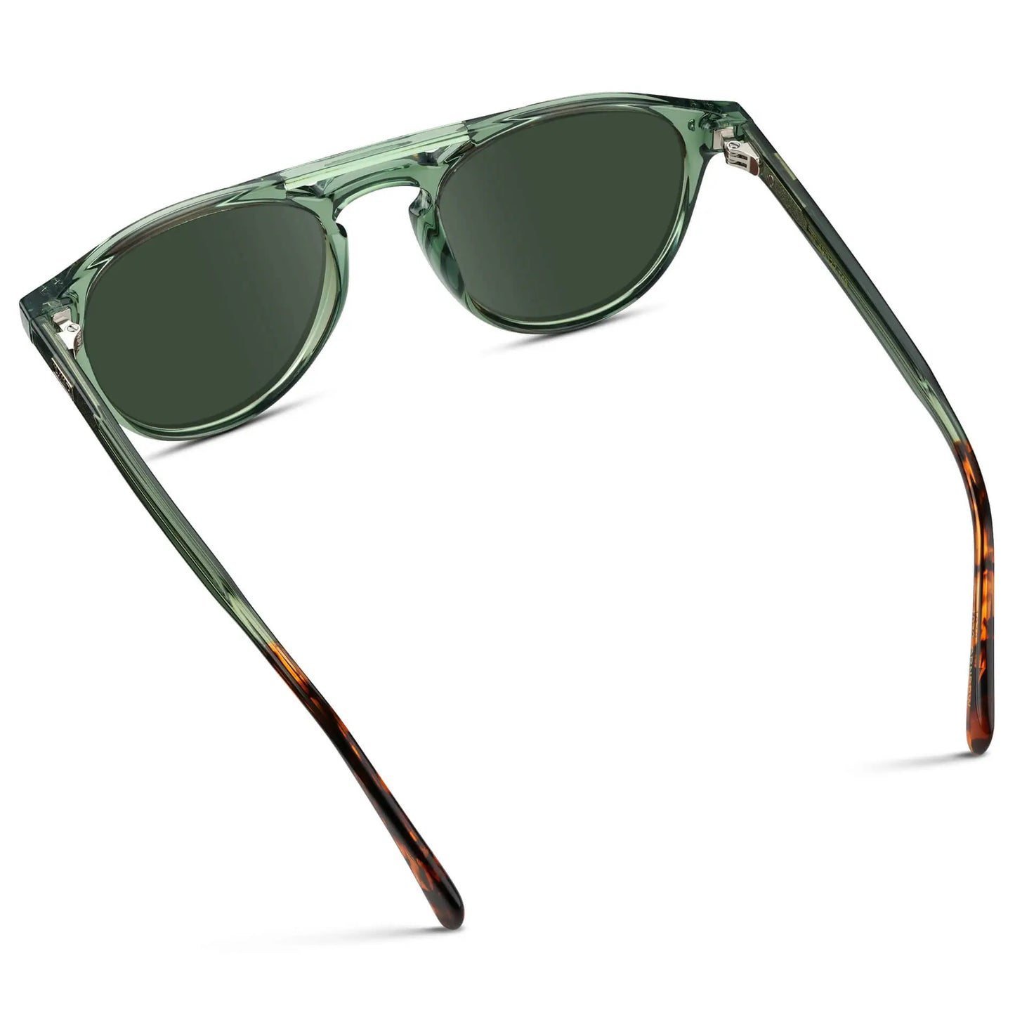 Emerald Green / G15 || Men's Green Round Frame Prescription Sunglasses with Green Lenses