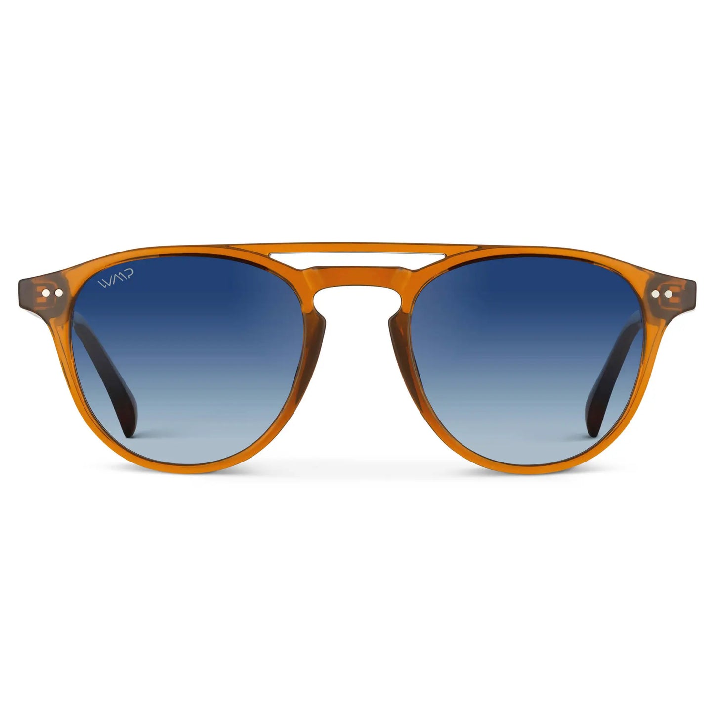 Desert Orange / Gradient Blue Lens || Orange Round Frame Sunglasses with Blue Polarized Lenses