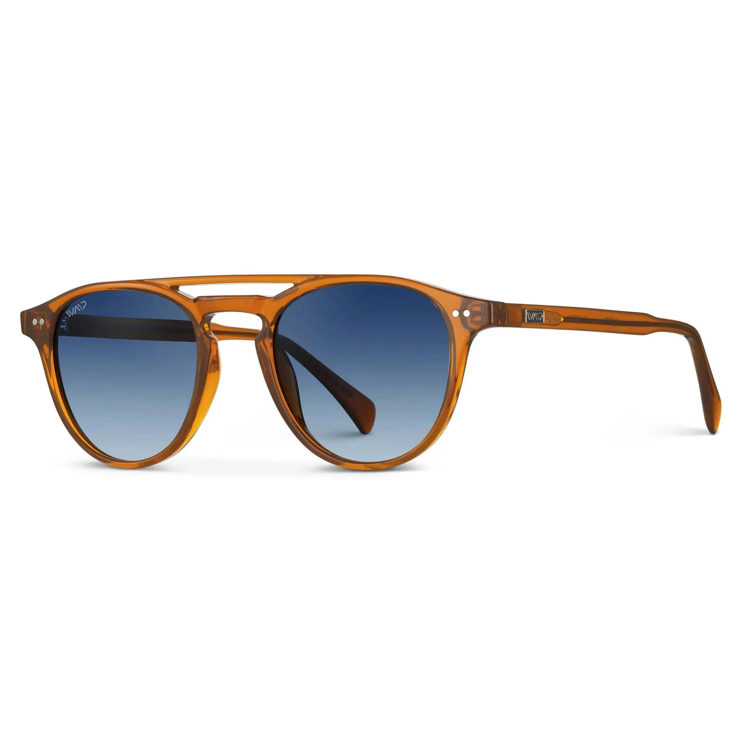 Desert Orange / Gradient Blue Lens || Orange Round Frame Sunglasses with Blue Polarized Lenses