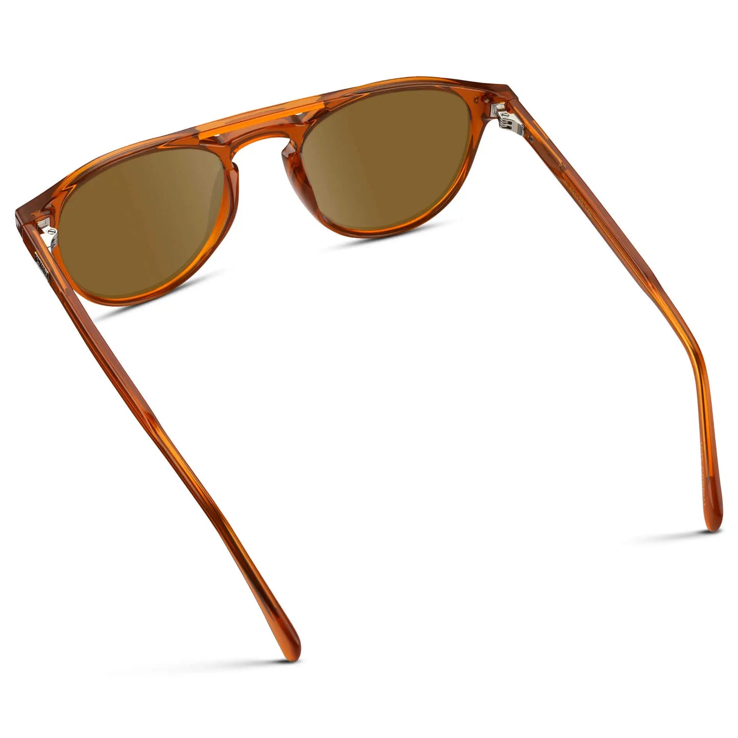 Desert Orange / Amber || Men's Orange Round Frame Prescription Sunglasses with Brown Lenses