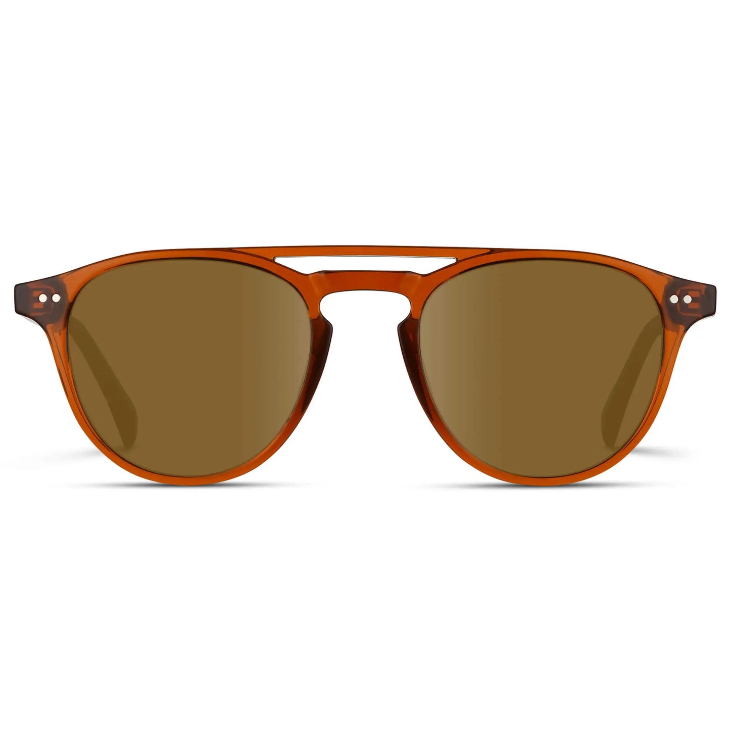 Desert Orange / Amber || Men's Orange Round Frame Prescription Sunglasses with Brown Lenses