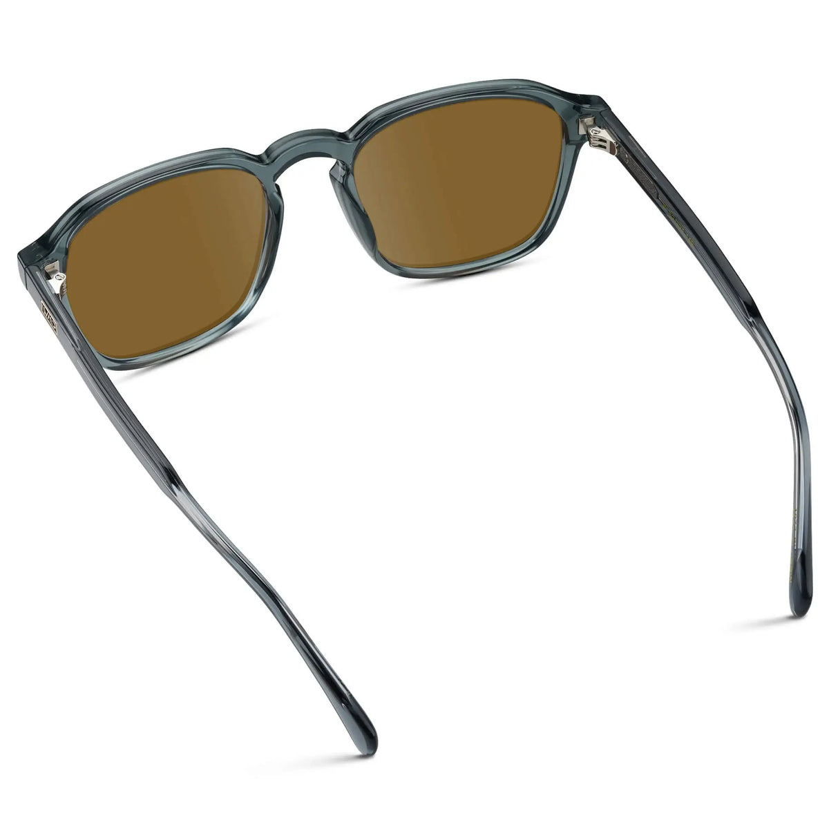 Crystal Stone Blue / Amber || Men's Square Prescription Sunglasses with Crystal Blue Frame and Brown Lens