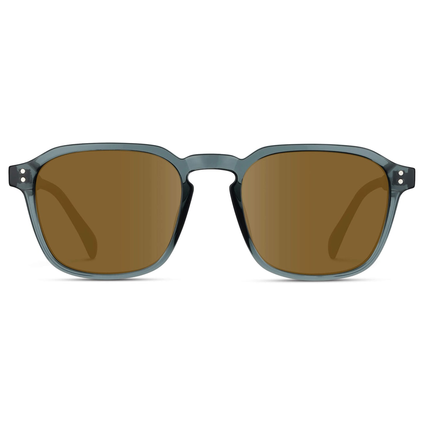 Crystal Stone Blue / Amber Lens || Blue Square Frame with Brown Prescription Sunglass Lenses