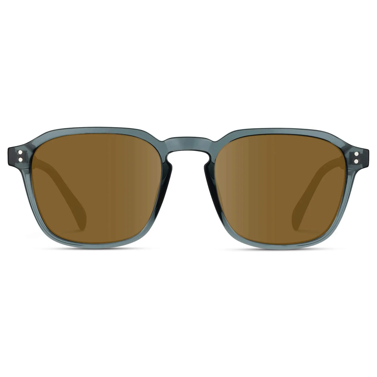 Crystal Stone Blue / Amber || Men's Square Prescription Sunglasses with Crystal Blue Frame and Brown Lens