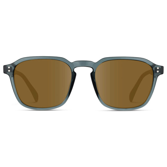 Crystal Stone Blue / Amber Lens || Blue Square Frame with Brown Prescription Sunglass Lenses