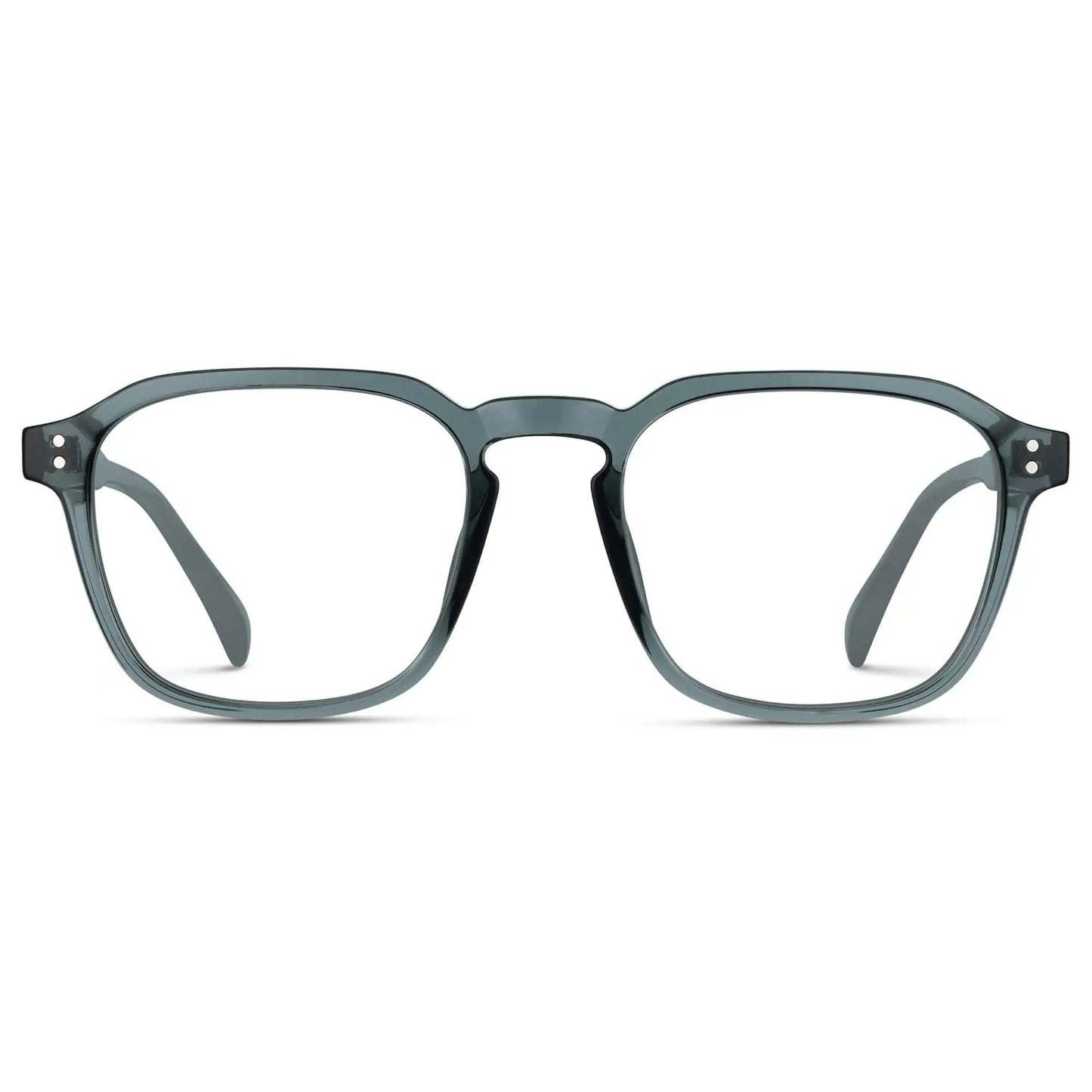 Crystal Stone Blue || Men's Square Prescription Sunglasses with Crystal Stone Blue Frame and Clear Lenses on a white background