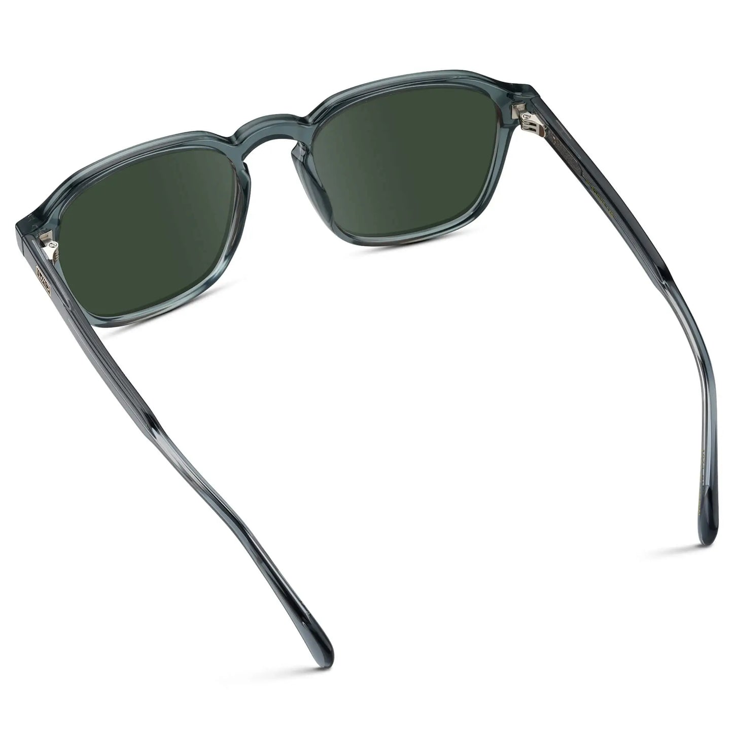 Crystal Stone Blue / G15 || Men's Square Prescription Sunglasses with Crystal Blue Frame and Green Lens