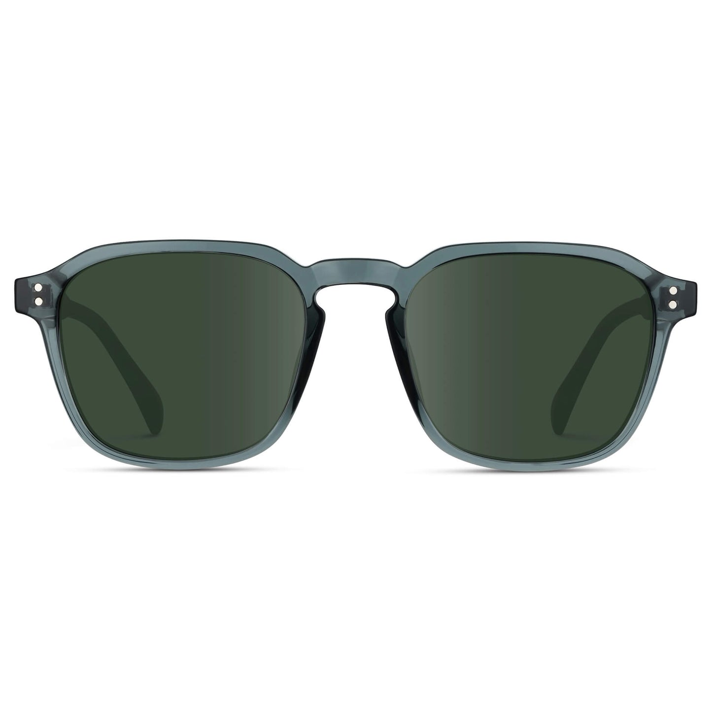 Crystal Stone Blue / G15 Lens || Blue Square Frame with Green Prescription Sunglass Lenses