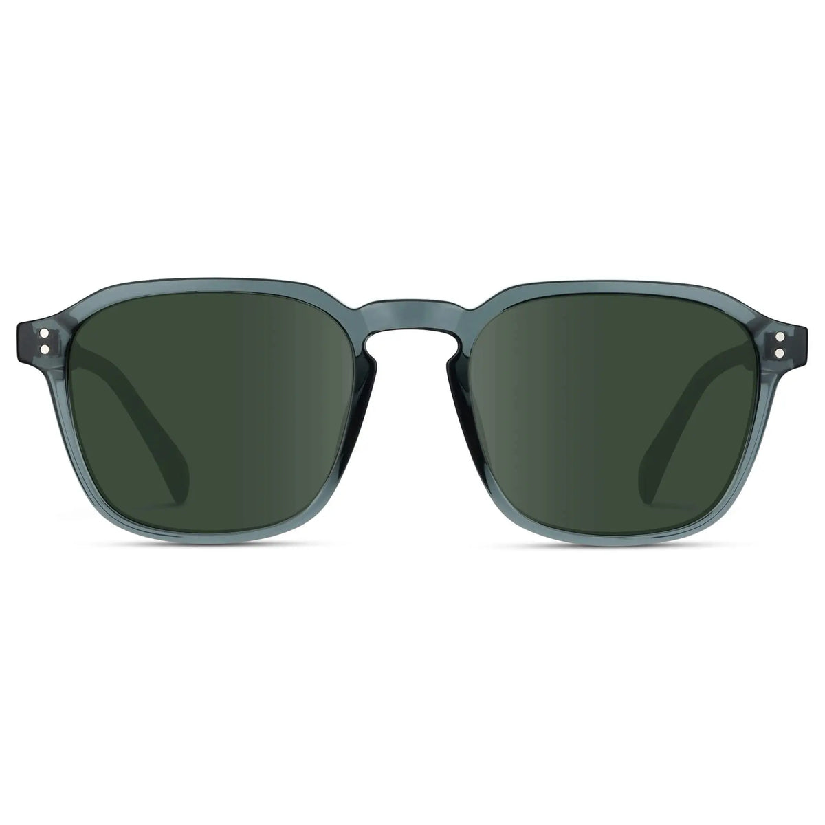 Crystal Stone Blue / G15 || Men's Square Prescription Sunglasses with Crystal Blue Frame and Green Lens
