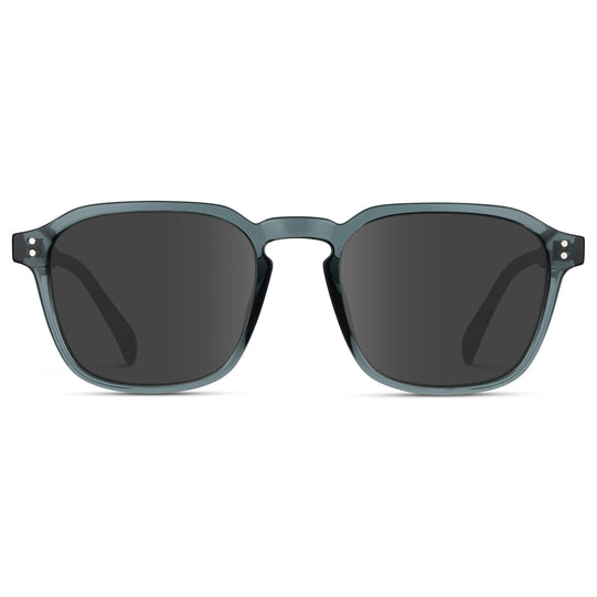 Crystal Stone Blue / Grey Lens || Blue Square Frame with Grey Prescription Sunglass Lenses