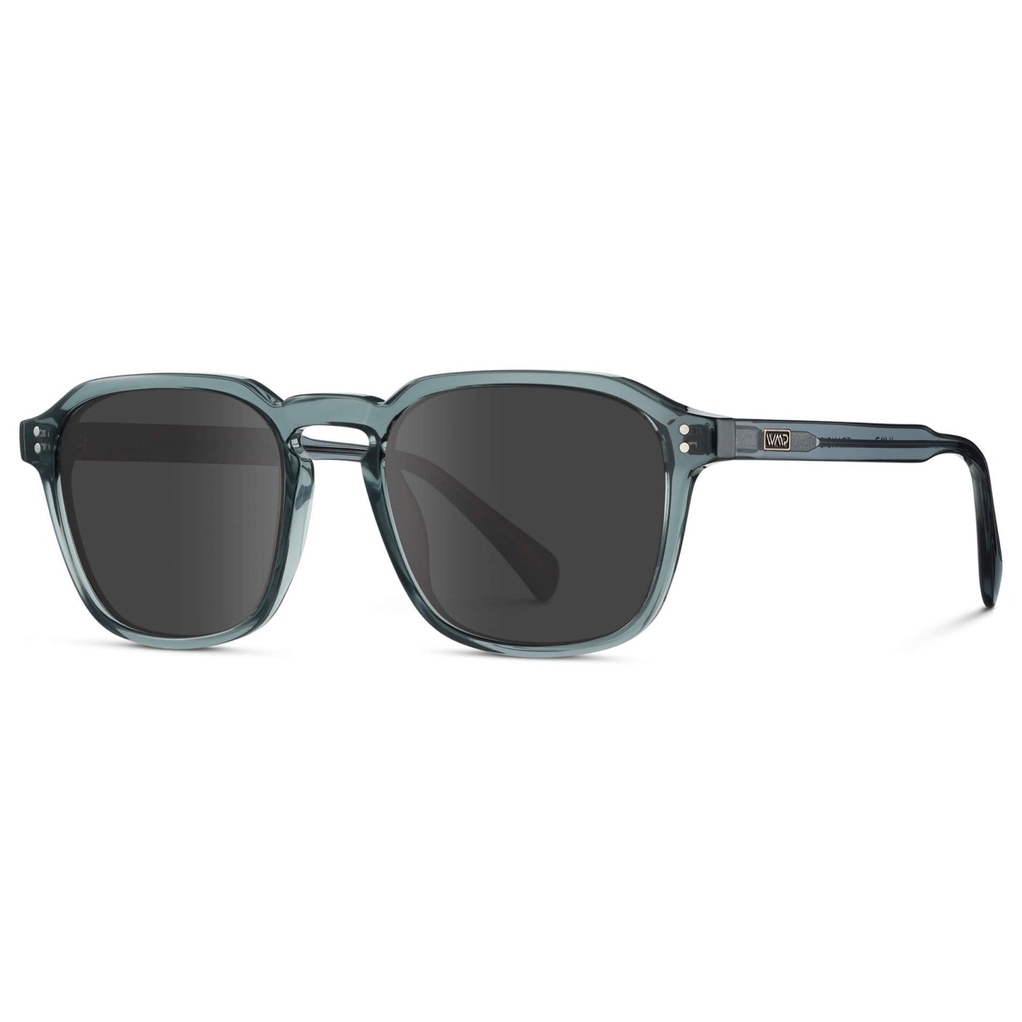 Crystal Stone Blue / Grey Lens || Blue Square Frame with Grey Prescription Sunglass Lenses