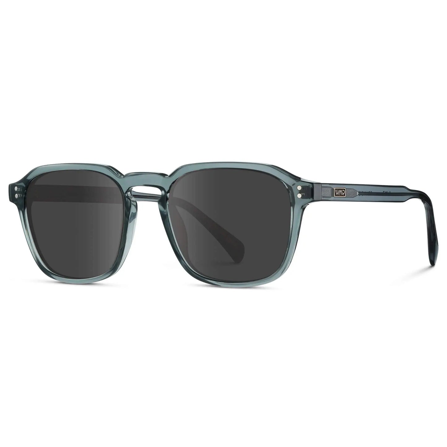 Crystal Stone Blue / Grey || Men's Square Prescription Sunglasses with Crystal Blue Frame and Grey Lens